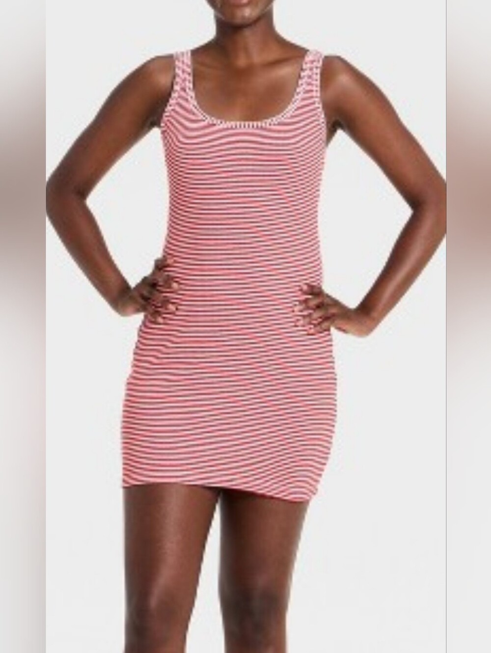 Universal Thread Knit Bodycon Red/white Striped Mini Dress w/$4.99 Shipping